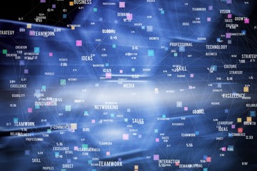 Wall Mural - composite image of sphere of skills and icons