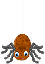 Funny Brown Spider Cartoon Posing