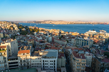 Poster - Aerial view of Istanbul, Turkey. Modern megalopolis cityscape at dusk