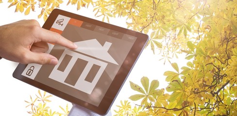 Sticker - Composite image of man using tablet pc 