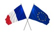3d illustration of France and EU together waving in the wind