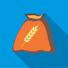 Poster - Bag of wheat seeds icon in flat style on a sky blue background