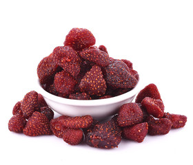 Poster - Strawberry dry in bowl on white background