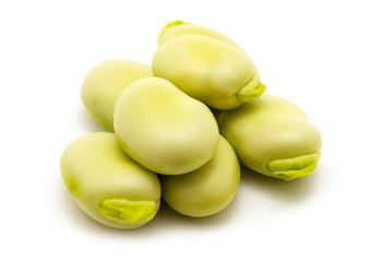 Wall Mural - broad beans on white background