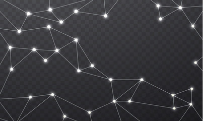 Wireless communication network. Geometric bright polygonal structure mesh  white color. Internet connections on transparent background.