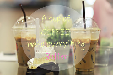 Wall Mural - Inspirational quote on coffee background