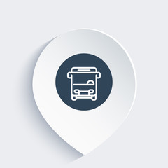 Sticker - Bus line icon on mark, vector illustration