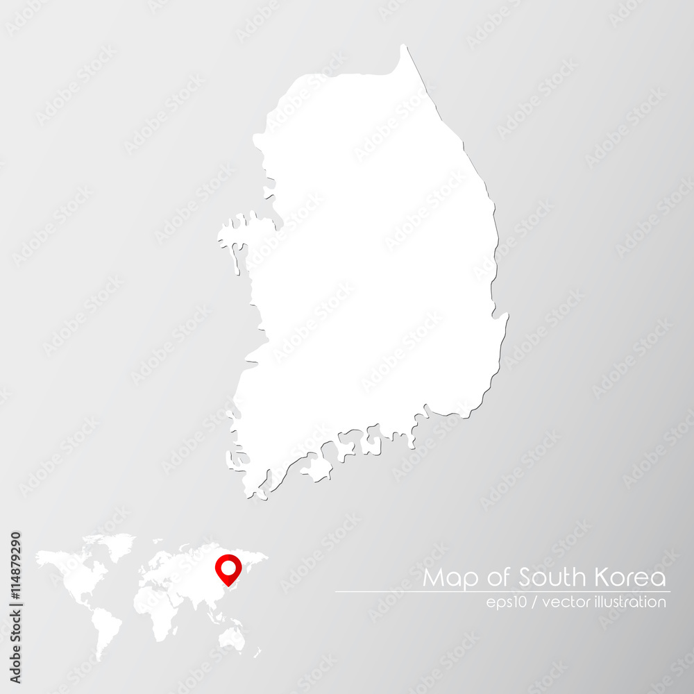 Vector map of South Korea with world map infographic style. Stock ...