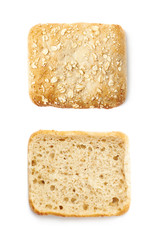 Poster - Single piece of bread bun isolated