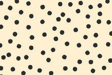 Hand Drawn Circle, Polka Dots In Black On Cream Background