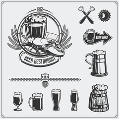 Wall Mural - Beer set. Label, signs, emblems, symbols and design elements.