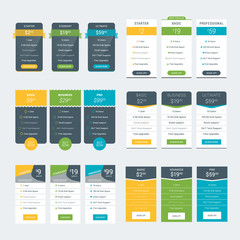 Wall Mural - set of pricing table design templates for websites and applications. vector pricing plans. flat styl