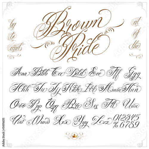 Brown Pride Tattoo Font Set Stock Vector | Adobe Stock
