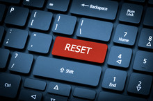 Laptop Keyboard. The Focus On The Reset Key.