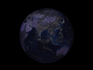 planet earth on black background view from space 3d