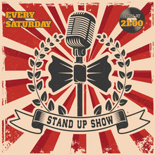 Retro Stand Up Comedy Show Vintage Poster Template.