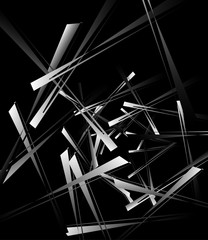Fototapete - Geometric abstract art. Edgy, angular rough texture. Monochrome,