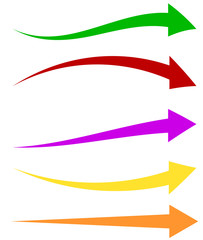 Poster - Set of 5 colorful arrow shapes. Long, horizontal arrows