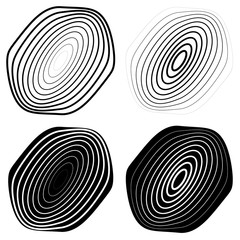 Poster - Radial, concentric shape set. Abstract monochrome graphics.