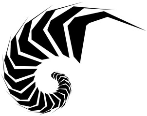 Fototapete - Geometric shape - Angular edgy element on white.