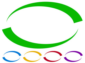 Aufkleber - Oval frames - borders in five colors. Colorful design elements.