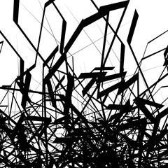 Fototapete - Geometric abstract art. Edgy, angular rough texture. Monochrome,