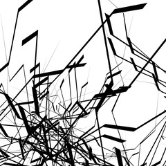 Poster - Geometric abstract art. Edgy, angular rough texture. Monochrome,
