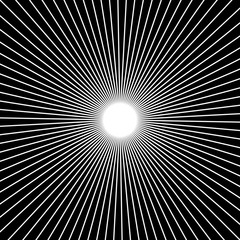 Fototapete - Radial, radiating straight thin lines. Circular black and white