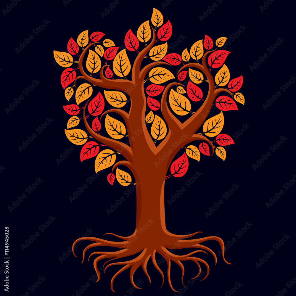 Vector art illustration of branchy tree with strong roots. Tree Stock ...