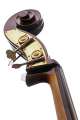 part of a double bass, musical instrument of the violin family  isolated on a white background