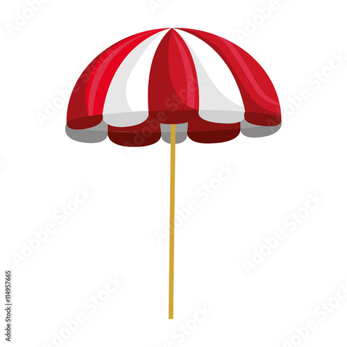 Red And White Beach Umbrella Over Isolated Background Vector Red And White Beach Umbrella Over