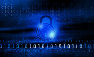 Cyber security concept. Lock binary background.