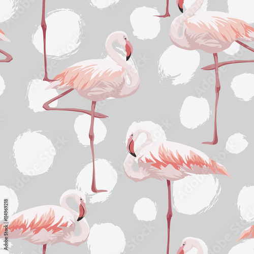 Nowoczesny obraz na płótnie Pink flamingo seamless pattern