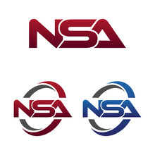 Modern 3 Letters Initial Logo Vector Swoosh Red Blue Nsa