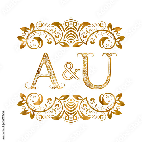A&U vintage initials logo symbol. Letters A, U, ampersand surrounded ...