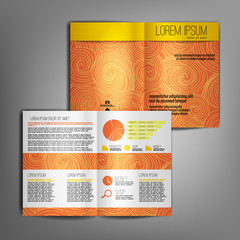 Vector orange brochure template design with spiral elements.