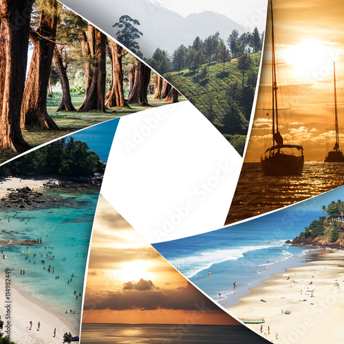 Fotografie, Obraz Collage of tropical seas with blank space
