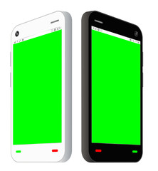 side view of smartphone with green screen 