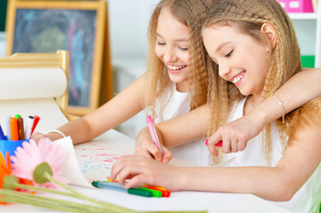 beautiful little girls at class