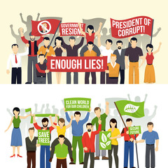 Wall Mural - Political And Ecological Demonstrations Horizontal Banners 