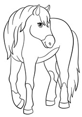 Wall Mural - Coloring pages. Farm animals. Cute horse.