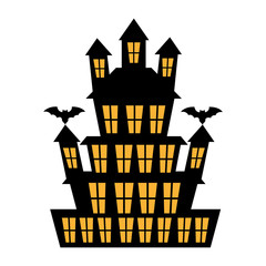 Poster - Big haunted house halloween theme cartoon, vector illustration.