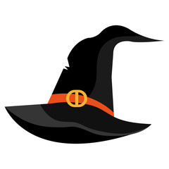 Sticker - Witch hat cartoon isolated on white background, vector illustration.