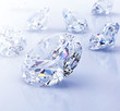 Group of diamonds placed on white background soft focus, 3D illustration.