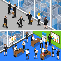 Business People 2 Isometric Banners 