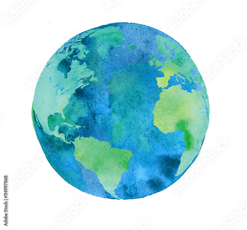 Cuadros en Lienzo hand painted Earth globe. watercolor artwork