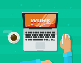 Wall Mural - person working on computer analyzing abstract graph statistic vector illustration, concept of freela