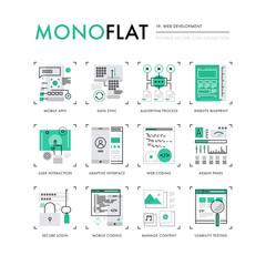 Fototapete - Web Development Monoflat Icons