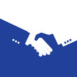 Vector partnership handshake illustration. Background for business and finance. Blie and white.

