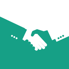 Vector partnership handshake illustration. Background for business and finance. Blue and white.

